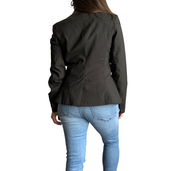 Max Studio Women Black Wool Pinstripe Blazer Jacket, Size 4 - Picture 6 of 17